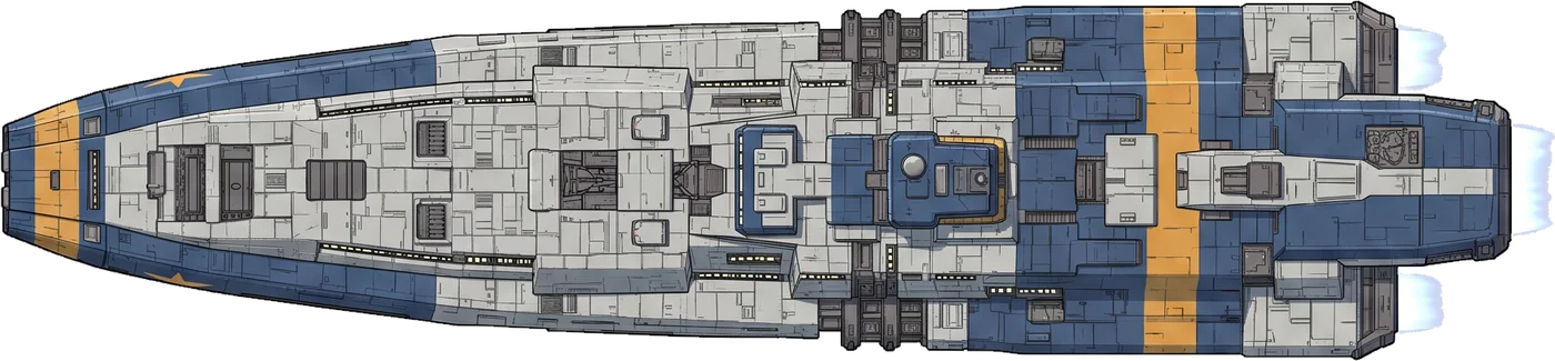 Destroyer: top view, nose to the left